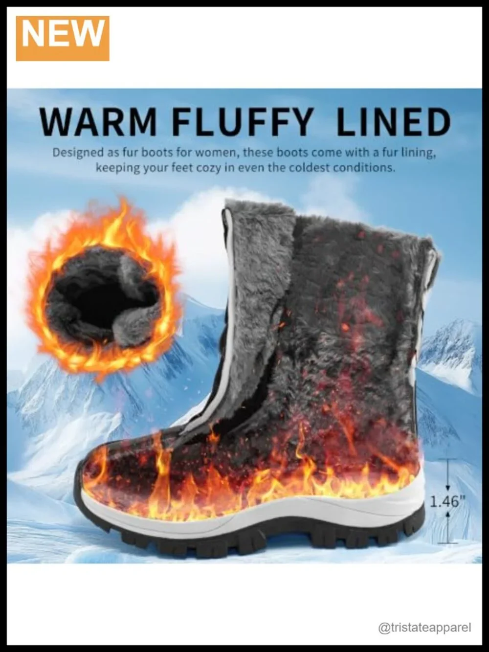 Women's Winter Snow Boots Waterproof Fur Lined Mid Calf Lace Up Non Slip